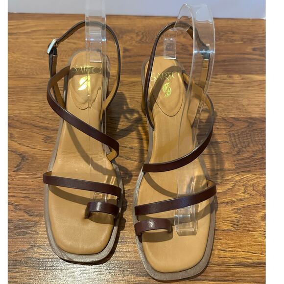 Franco Sarto Women’s Rache 2 Leather Toe-Loop Strappy Sandal – Brown 9.5 – NWT - Picture 3 of 9